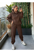 Kadin Kalin Comfort Sweatshi̇rt Yüksek Bel Eşofman Takimi - Kahverengi - 1