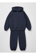 Unisex Anne Baba Çocuk Kombi̇ni̇ 3 İ̇pli̇k Şardonlu Eşofman Takimi - Lacivert - 2
