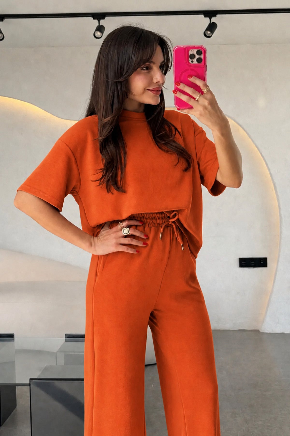 Kadın Trend Model Yazlık Alt Üst Takım - Kiremit - 2