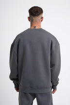 Erkek İ̇çi Pamuklu Bisiklet Yaka Sweatshirt - Füme - 2