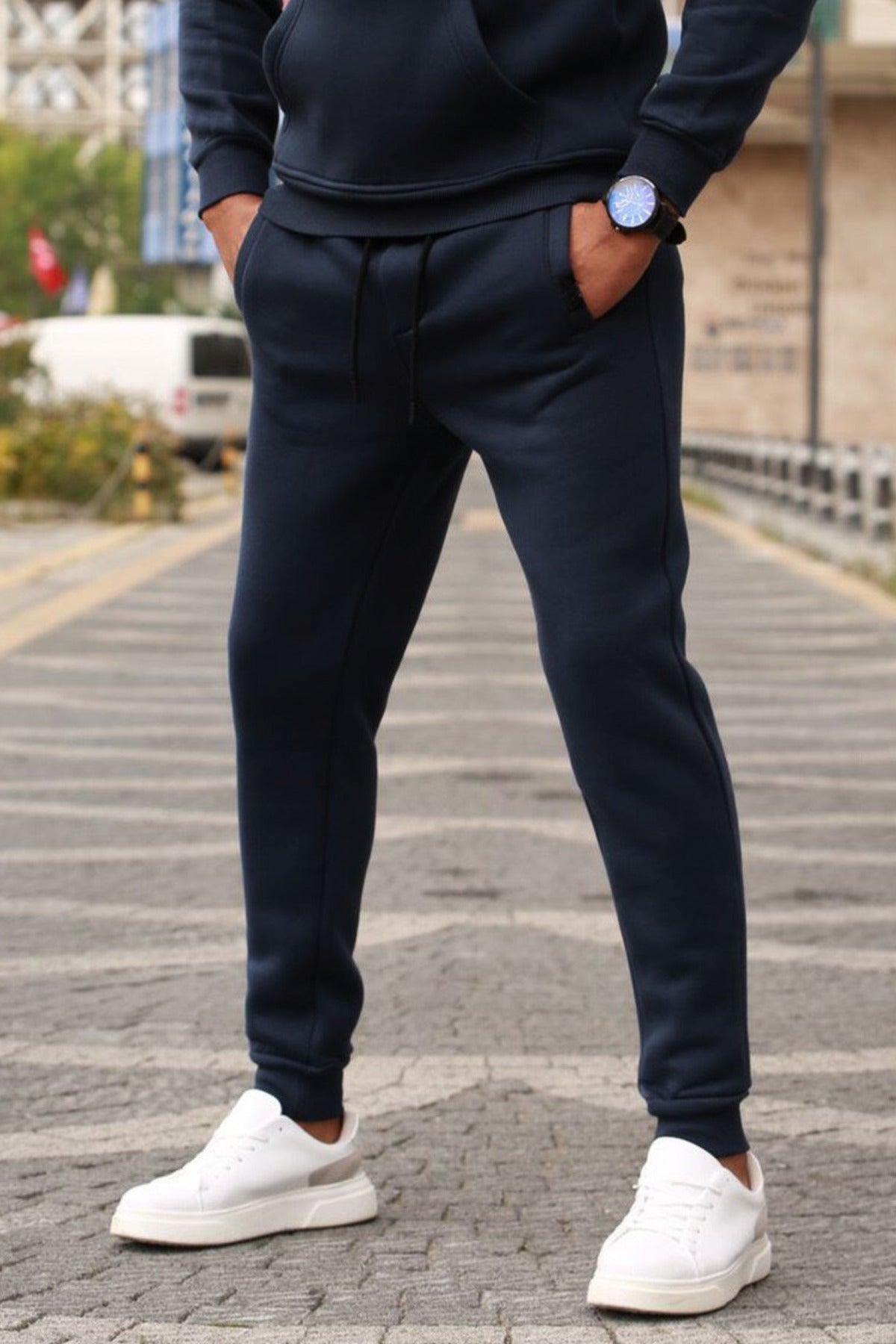 Erkek Premium Model Paçası Lastikli Eşofman Altı - Lacivert - 1