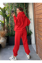 Kadin Kalin Comfort Sweatshi̇rt Yüksek Bel Eşofman Takimi - Kırmızı - 4
