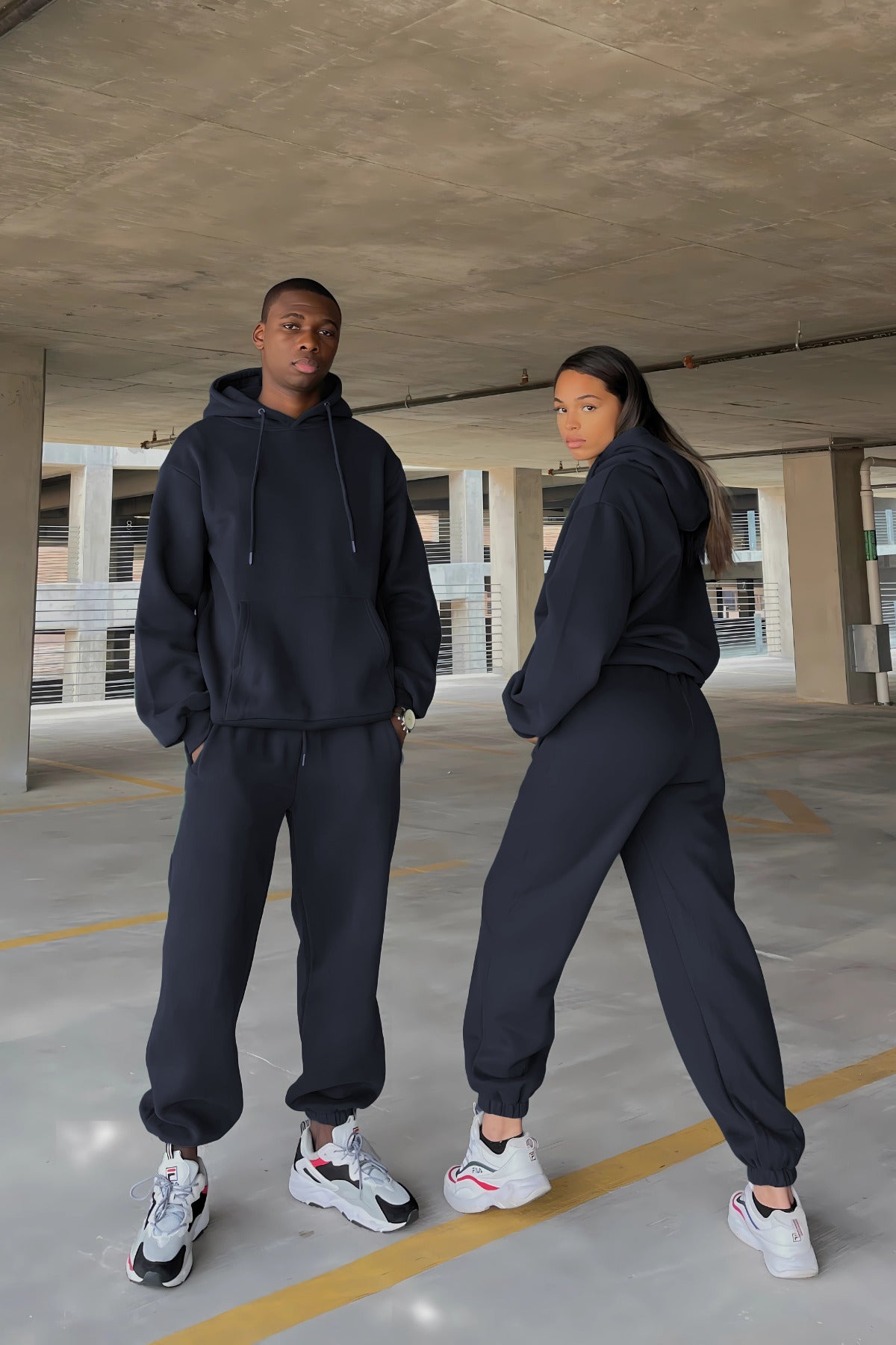 Çiftlere Özel (tekli̇) Oversize Couple Eşofman Takımı - Lacivert - 1