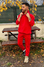 Efsane Oversize 3iplik Kalın Eşofman Takımı Unisex - Kırmızı - 1