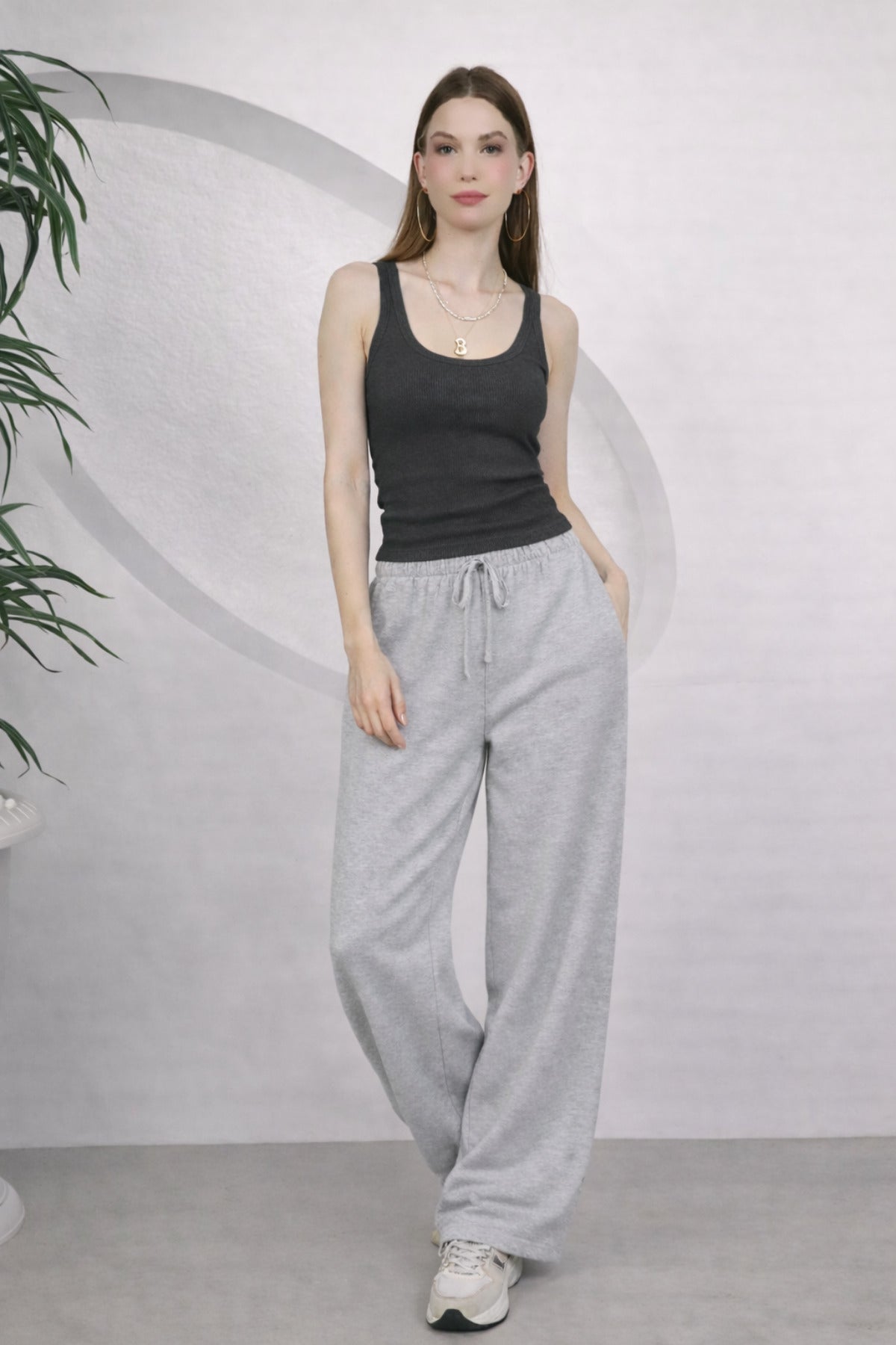 Kadin Fi̇ti̇lli̇ Kalin Askili Esnek Body Atlet - Füme - 1