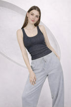 Kadin Fi̇ti̇lli̇ Kalin Askili Esnek Body Atlet - Antasit Melanj - 2
