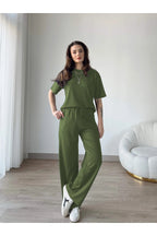 Kadın Modal Penye Full Esnek Süper Yüksek Bel Alt Üst Takım - Yeşil - 2