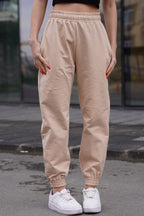 Kadın Bej Jogger Yüksek Bel Eşofman Altı Beige Sweatpants - Bej - 2