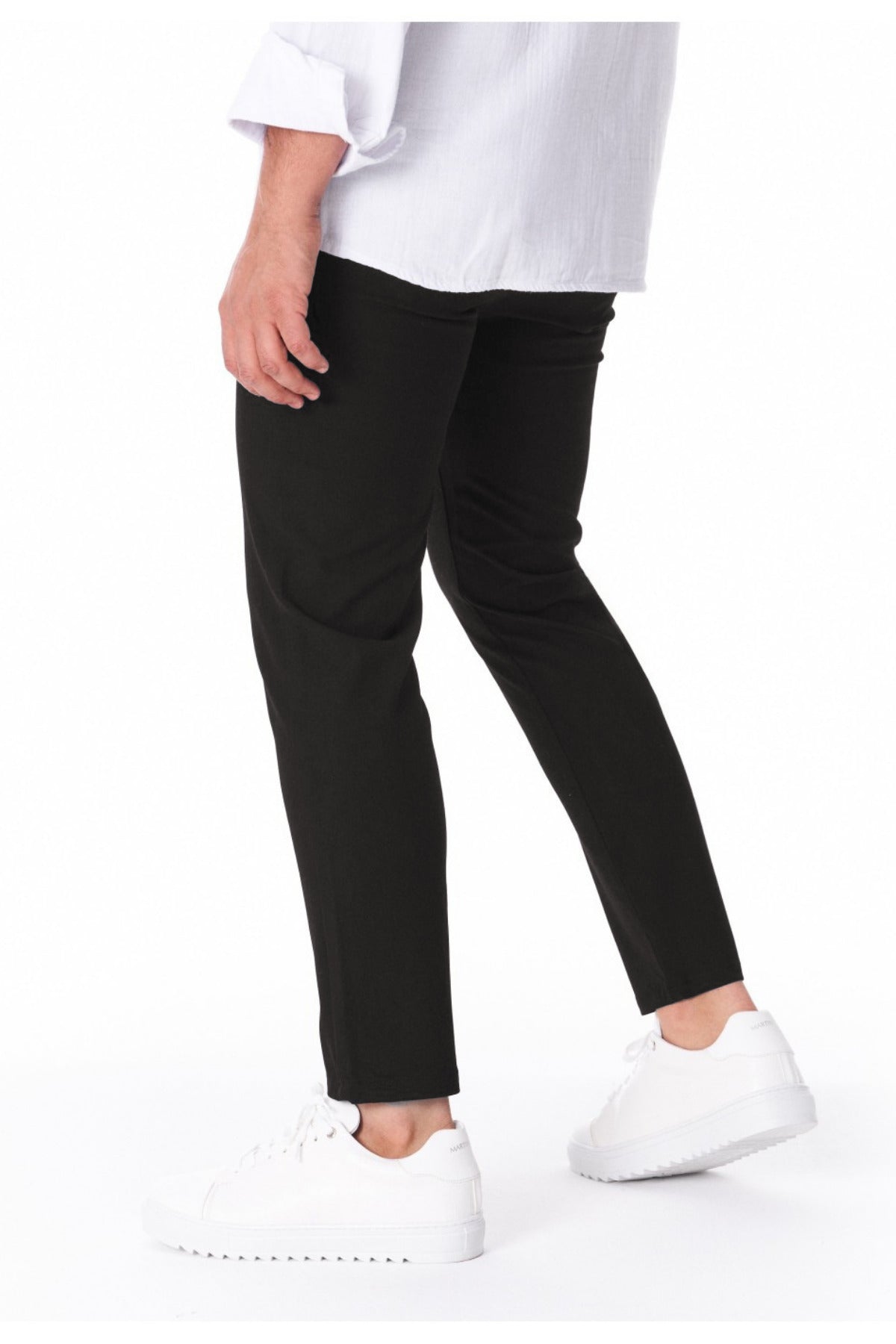 Unisex Likralı Esnek Dokuma Kumaş Okul Pantolonu - Siyah - 4
