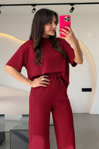 Kadın Bordo Trend Model Yazlık Alt Üst Takım - Bordo - 2
