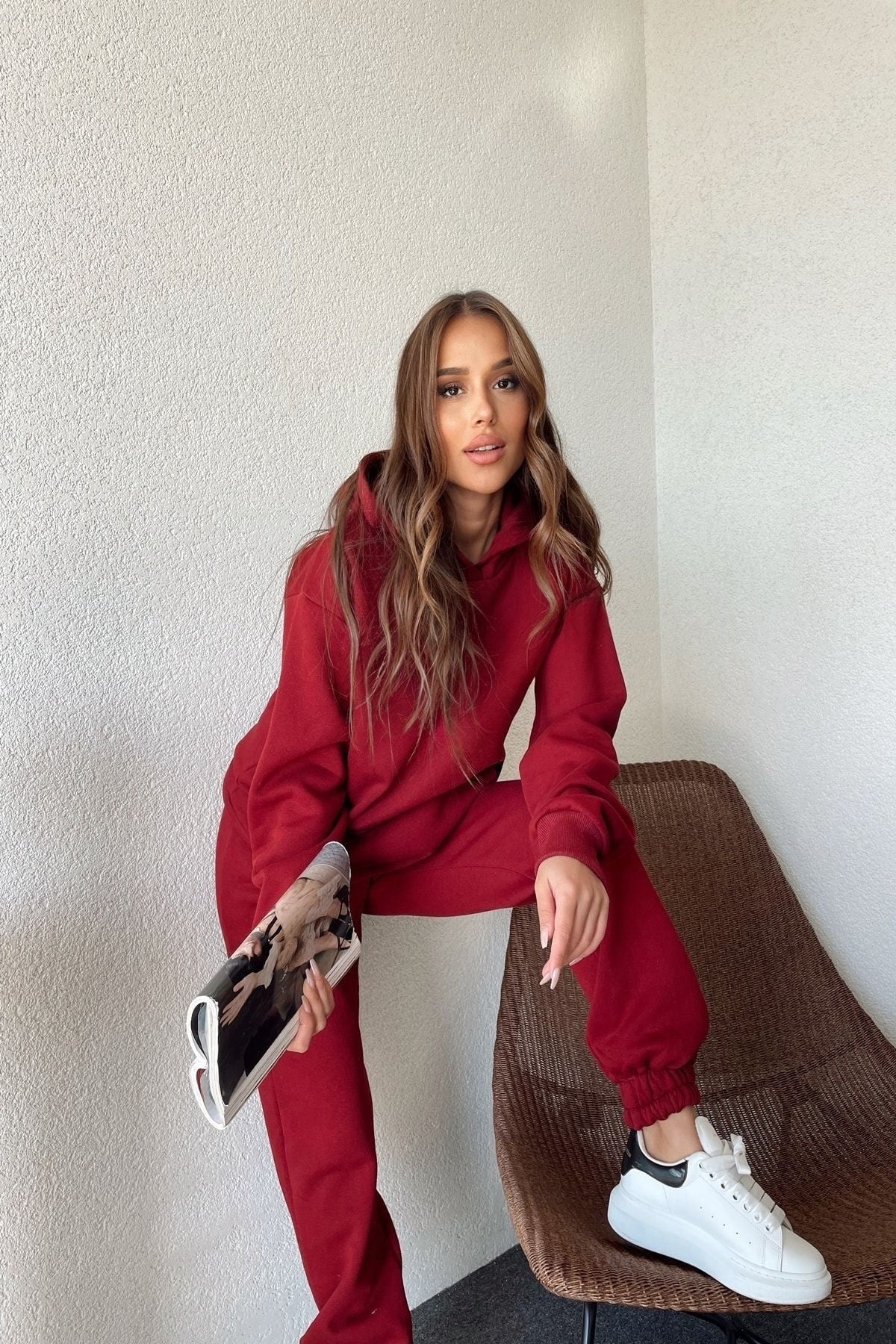 Bol Kalip Ekstra Yumuşak Kalin Eşfoman Takimi - Bordo - 3