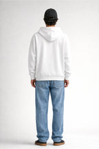 Erkek Oversize Bol Kapşonul Cepli Hoodie Hırka - Beyaz - 3