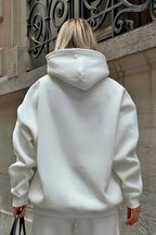 Premium Kalite 3 İplik Sweatshirt Kapuşonlu - Beyaz - 1