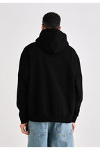 Erkek Düz Okul Lise Hoodie Sweatshirt - Siyah - 4