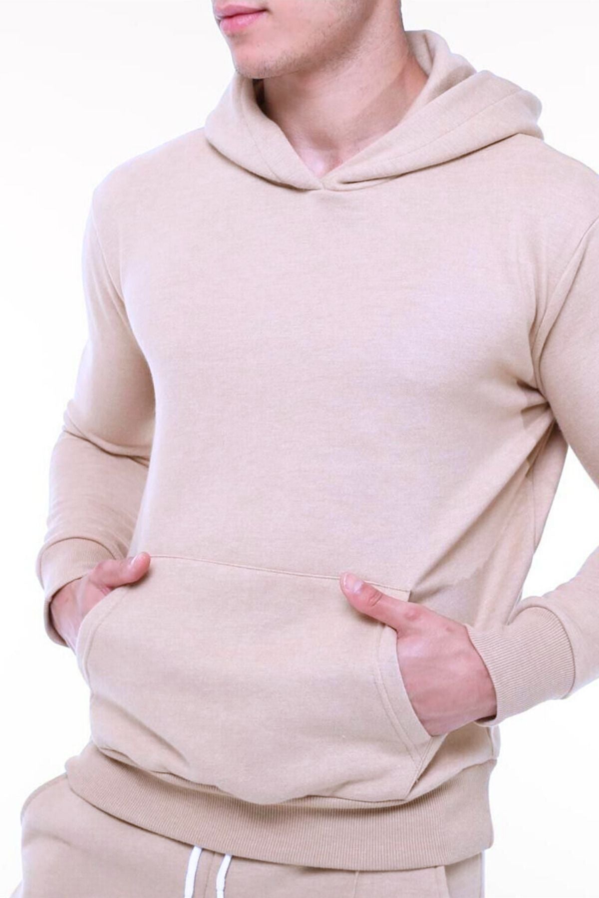 Baybayan 3 İ̇pli̇k Şardonlu Sweatshi̇rt Hoodi̇e - Bej - 2