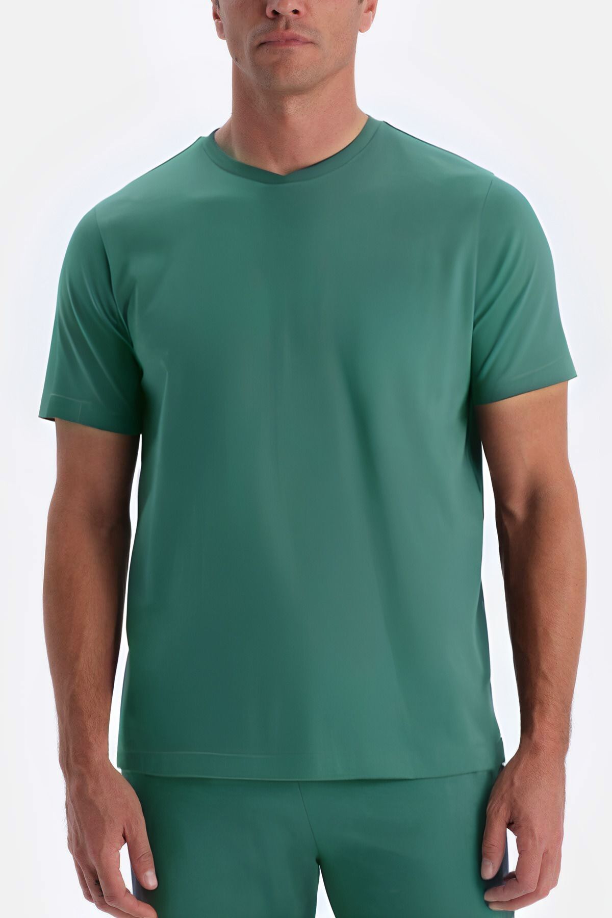 Erkek Yeşi̇l T-shirt Alt Üst Penye Pijama Takımı - Yeşil - 3