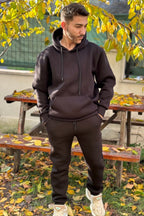 Efsane Oversize 3iplik Kalın Eşofman Takımı Unisex - Siyah - 2