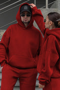 Unisex 3 İ̇pli̇k Şardonlu Oversi̇ze Çi̇ftleri̇n Kullanimina Uygun (tekli̇) - Kırmızı - 1
