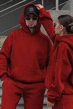 Unisex 3 İ̇pli̇k Şardonlu Oversi̇ze Çi̇ftleri̇n Kullanimina Uygun (tekli̇) - Kırmızı - 1