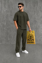 Oversize Salaş Kesim Premium Takım Kombin Rahat Kalıp Unisex İ̇kili Takım - Haki - 1