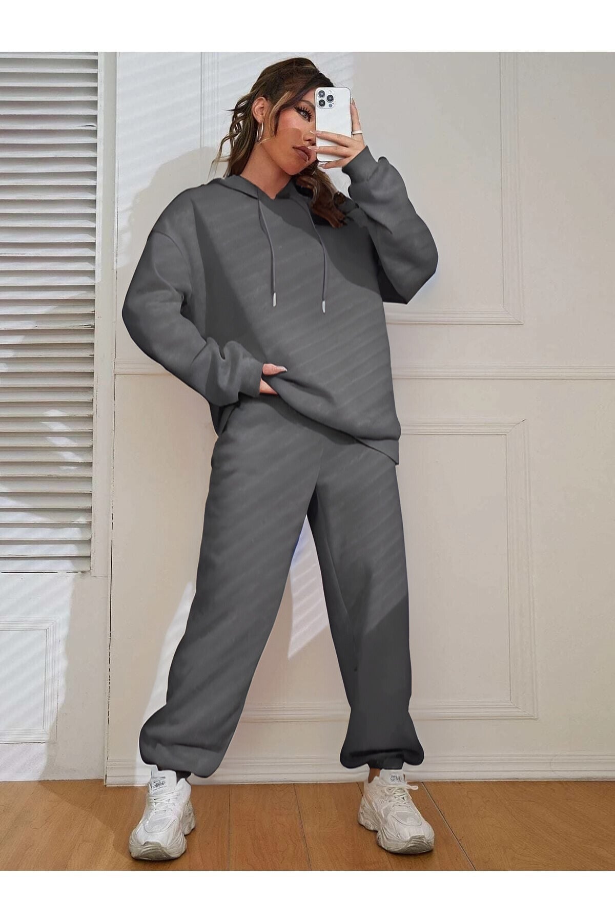 Kadin Oversi̇ze Jogger Eşfoman Takimi - Füme - 1