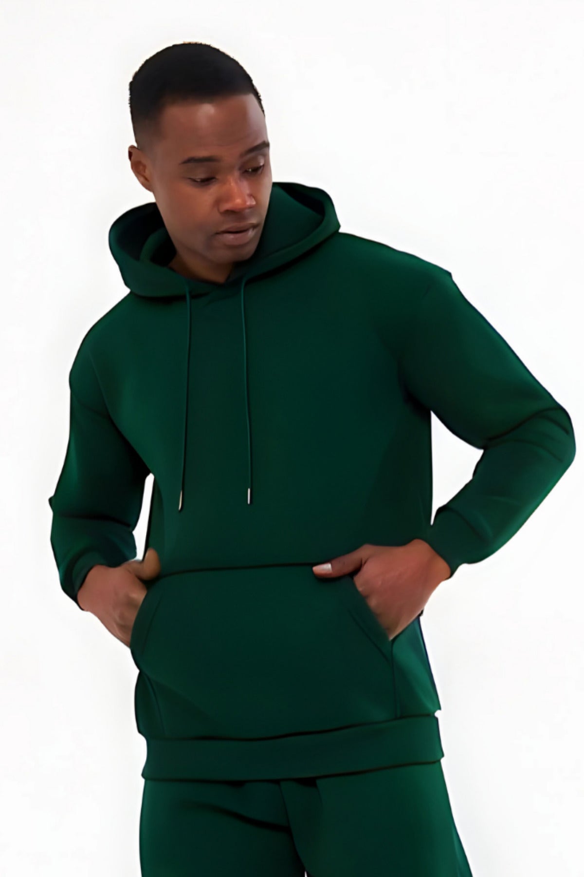 3iplik Bisiklet Yaka Kalın Sweatshirt Pamuklu - Yeşil - 1
