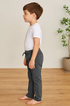 Çocuk Likralı Esnek Geniş Okul Pantolonu - Füme - 2