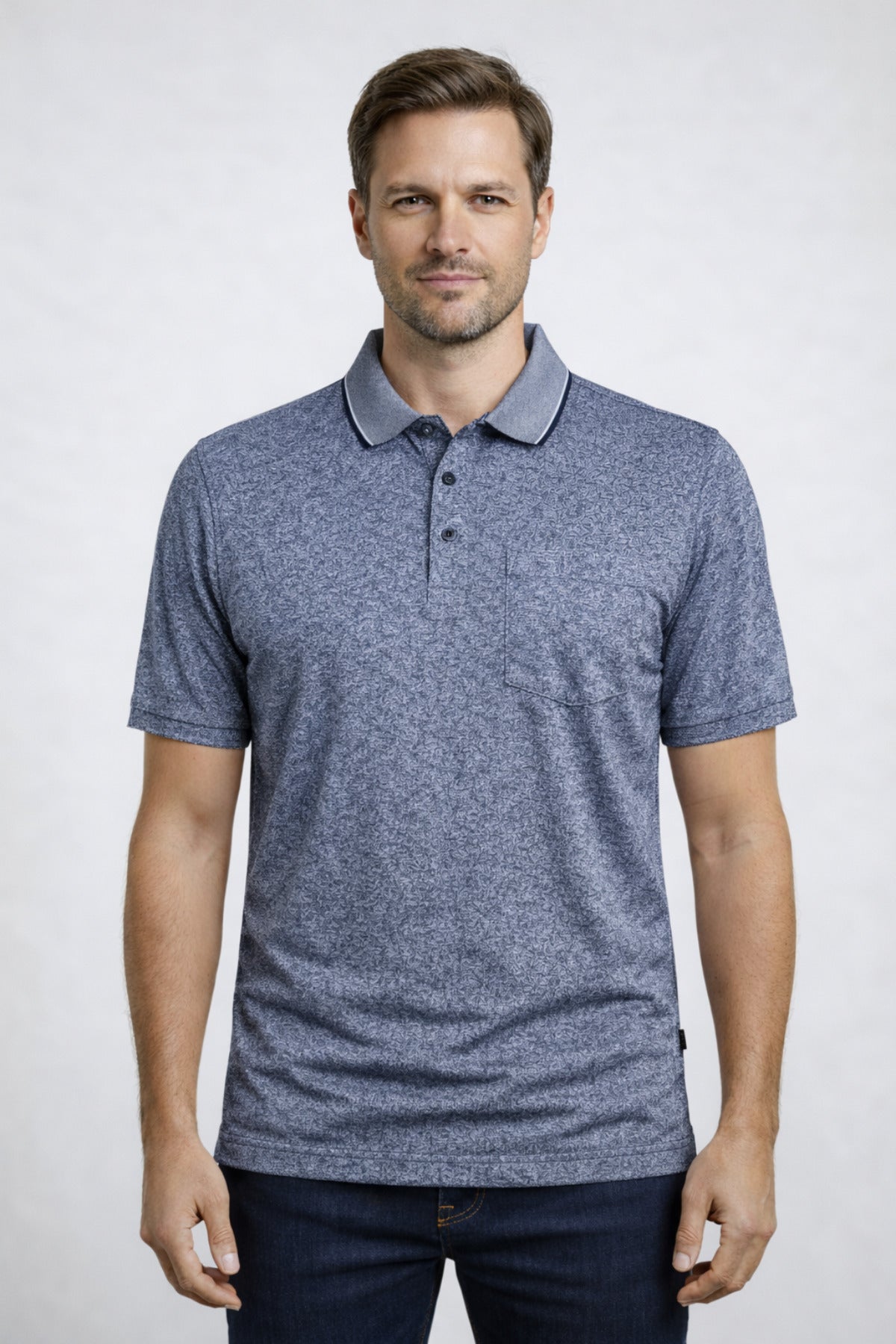 Erkek Polo Yaka Baba Grubu Kısa Kollu Tişört Regular Fit Yazlık - Lacivert - 1