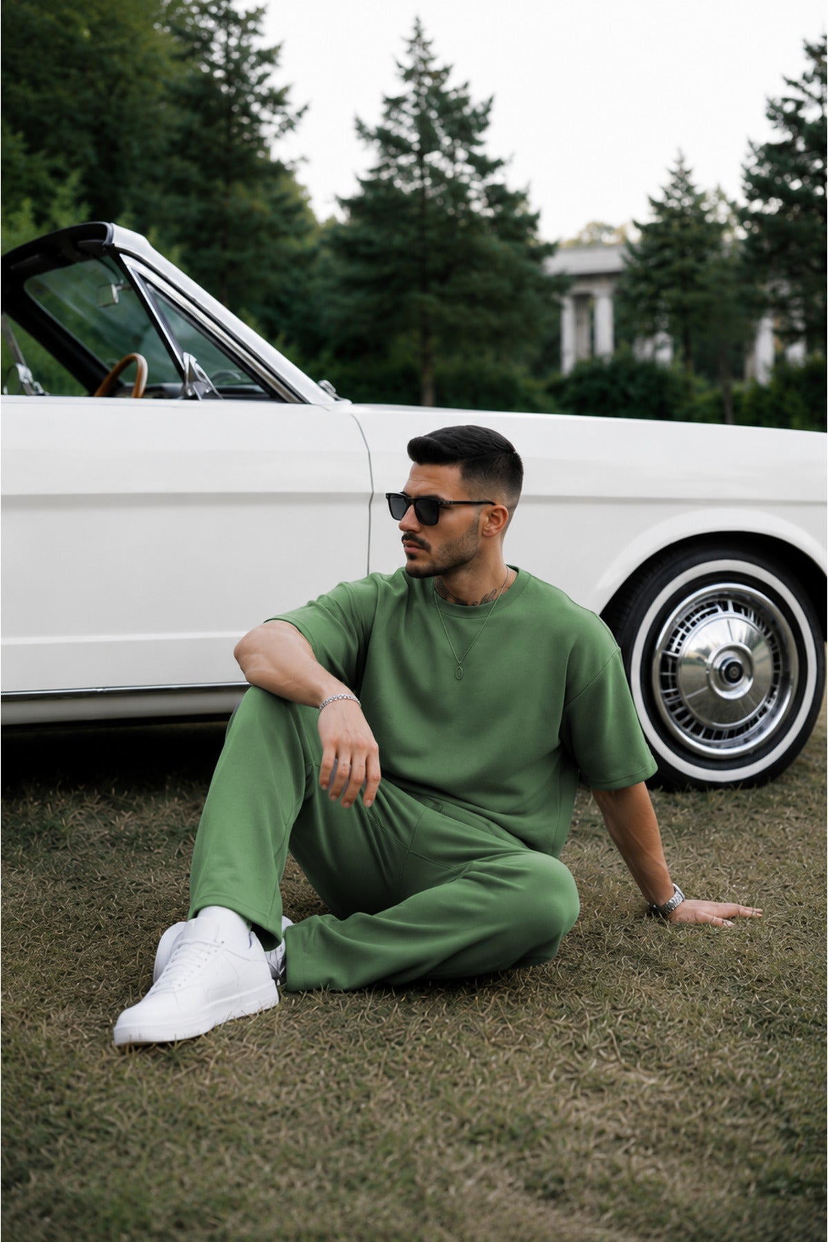 Erkek Trend Model Yazlık İ̇nce Rahat Eşofman Takımı - Yeşil - 2