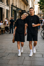 Unisex Kadin Erkek Çi̇ft Kullanimina Uygun Oversi̇ze Kisa Kollu Şort Takim (tek Adet ) - Siyah - 4