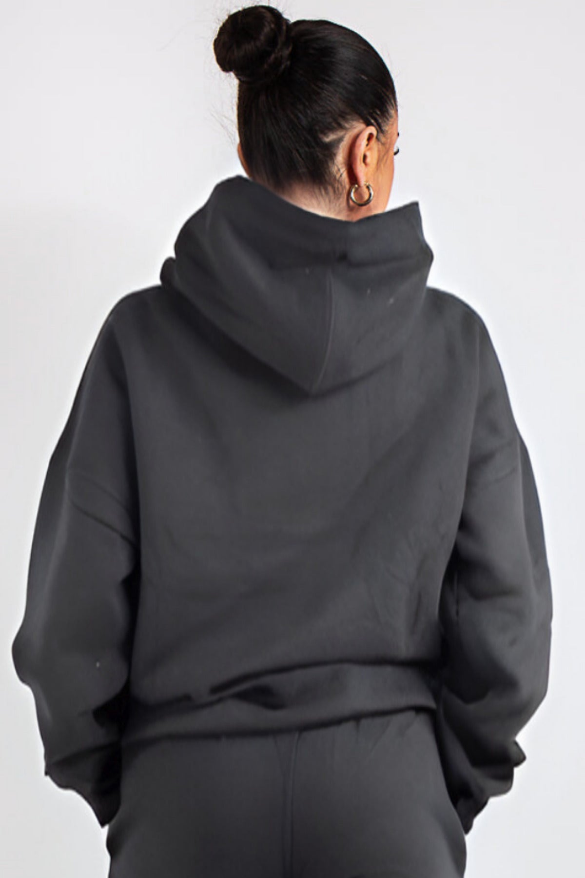 Kapuşonlu 3 İplik Sweatshirt - Füme - 3