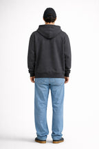 Erkek Oversize Bol Kapşonul Cepli Hoodie Hırka - Füme - 3
