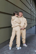 Unisex 3 İ̇pli̇k Şardonlu Çi̇ftleri̇n Kullanimina Uygun Jogger Eşofman Takimi (tekli̇) - Bej - 1