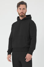 Erkek Trend Model Kanguru Cep Sweatshirt - Siyah - 1