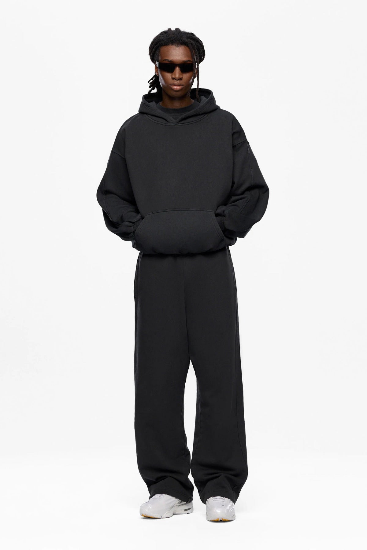 Erkek Oversize Kalıp Bol Baggy Eşofman Takımı - Siyah - 1