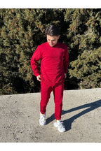 Erkek Bordo Bisiklet Yaka Eşofman Takımı Regular Fit - Bordo - 2