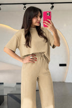 Kadın Trend Model Yazlık Alt Üst Takım - Vizon - 2