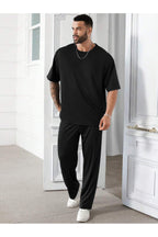 Erkek Bisiklet Yaka Pijama Takımı - Siyah - 1