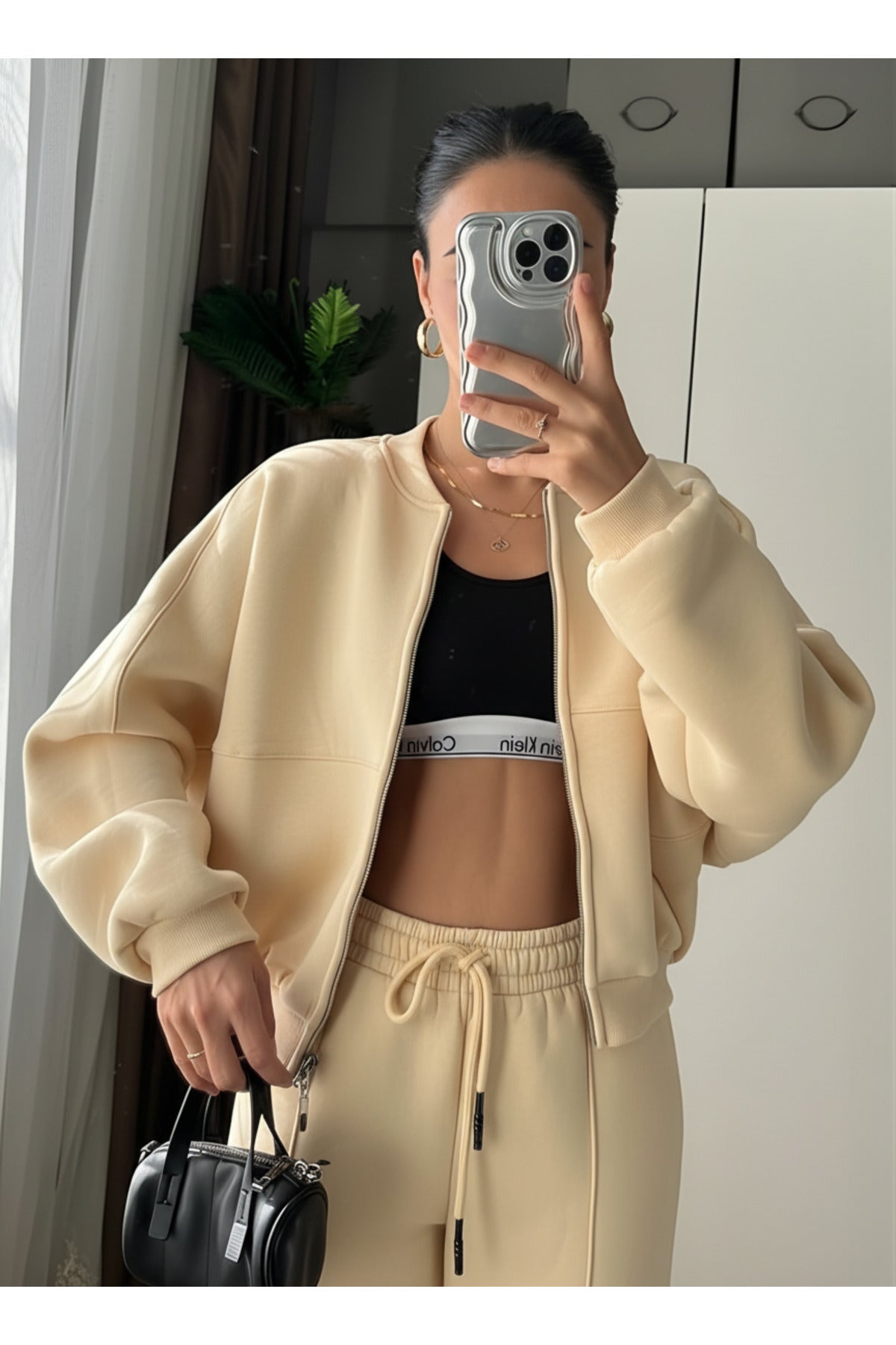Kadin Casual Bomber Takim - Bej - 3