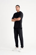 Erkek Penye Comfort Kısa Kollu Pijama Takımı - Siyah - 1