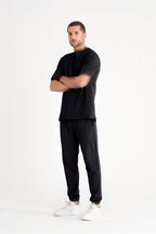 Erkek Penye Comfort Kısa Kollu Pijama Takımı - Siyah - 1