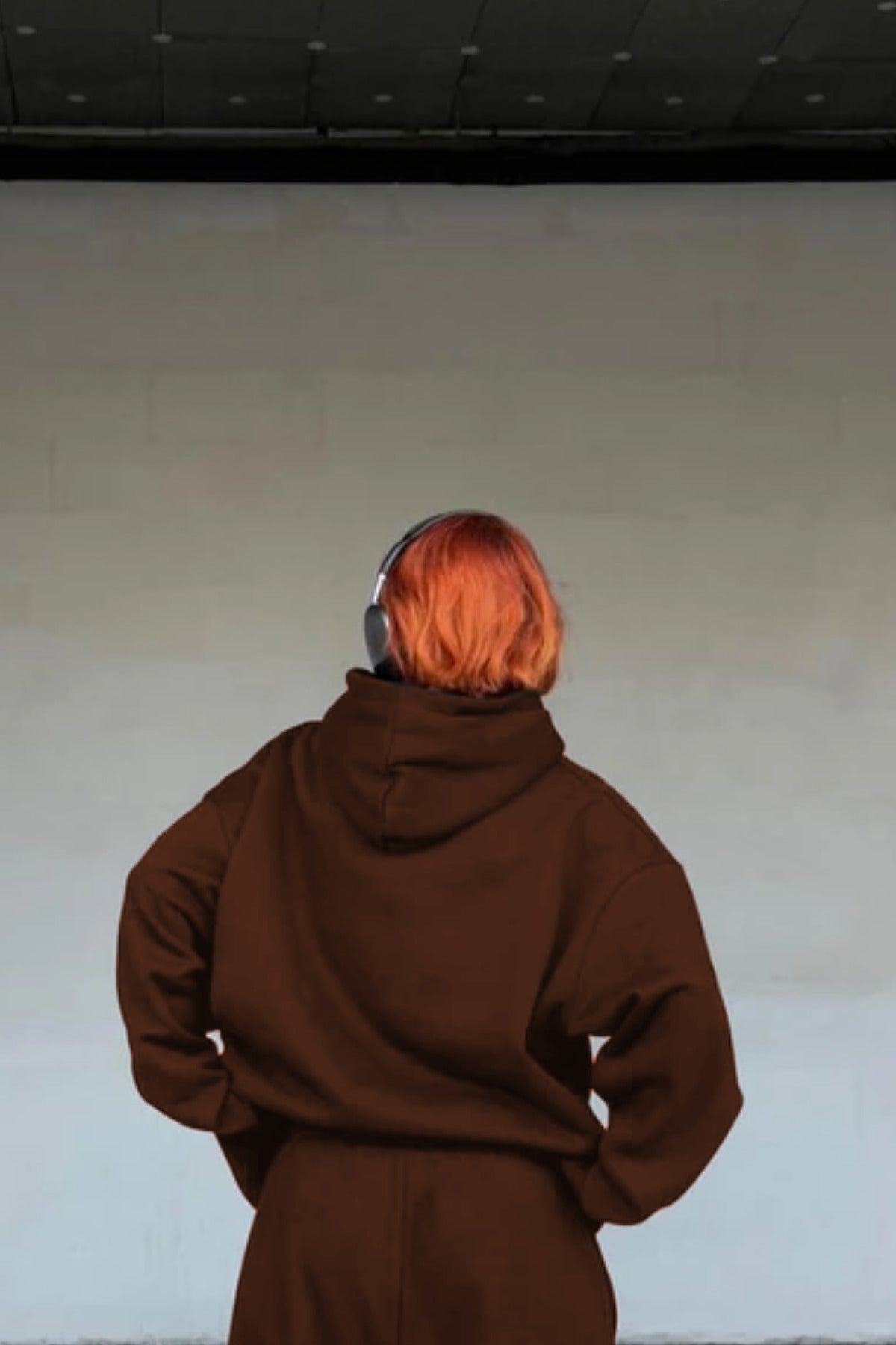 Erkek Baskısız Basiz Düz Kapşonlu Sweatshirt - Kahverengi - 3