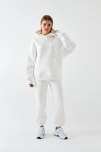 Kadın Oversize Basic Eşofman Takımı - Beyaz - 1