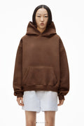 Kadın Kanguru Cep Regular Kalıp 3 İ̇plik Şardonlu Baskısız Okul Sweatshirt - Kahverengi - 1