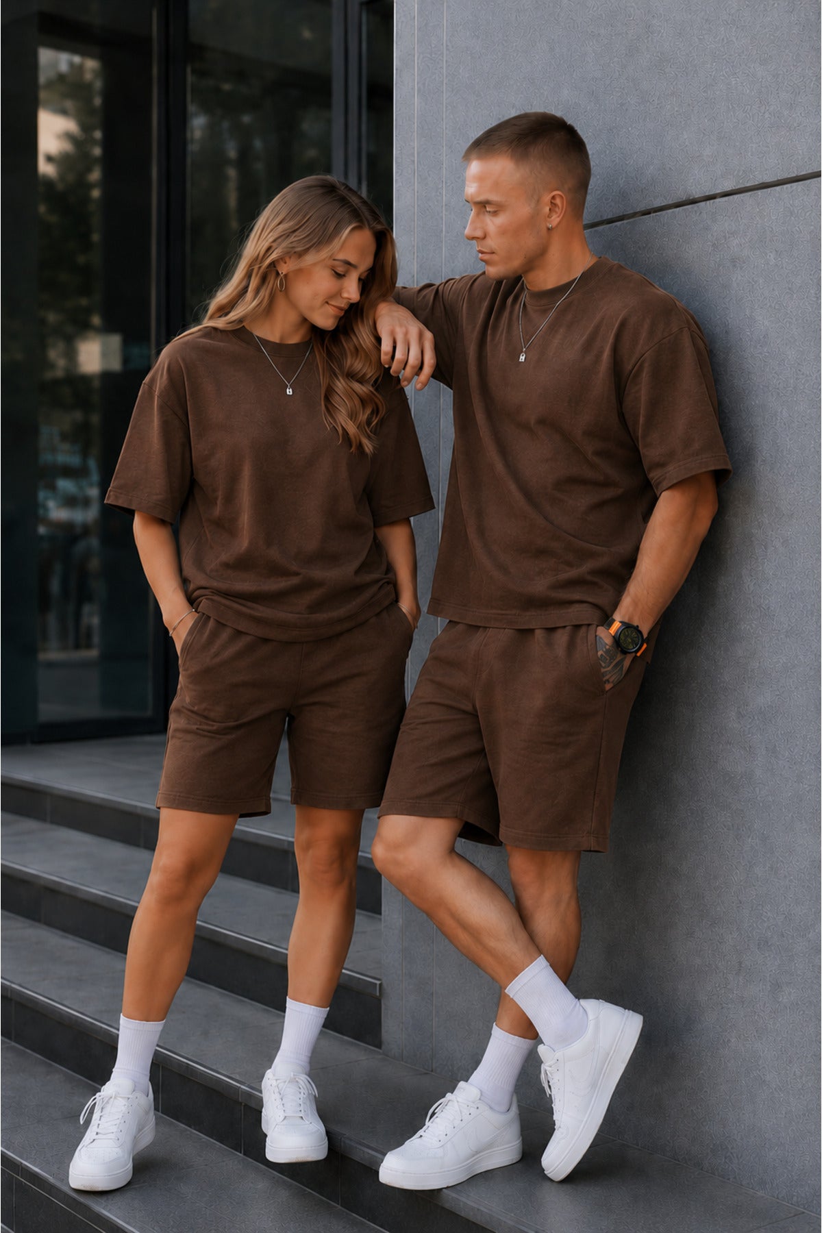 Unisex Kadın Erkek Oversize 2 İ̇plik Pamuklu Modal Penye Premium Rahat Kalıp Yazlık Yeni Sezon Şortlu Takım (tekli̇) - Kahverengi - 2