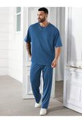 Erkek Bisiklet Yaka Pijama Takımı - Mavi - 1