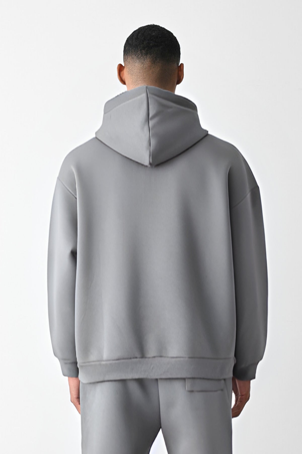 Erkek Kapşonlu Kanguru Cep Kışlık Sweatshirt - Gri - 3