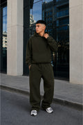 Erkek Premium Oversize Hoodie Eşofman Takımı Unisex Mevsimlik Rahat Eşofman Takımı - Haki - 1