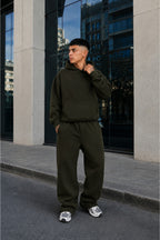 Erkek Premium Oversize Hoodie Eşofman Takımı Unisex Mevsimlik Rahat Eşofman Takımı - Haki - 1