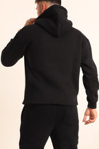 Erkek Rahat Kalın Pamuklu Kışlık Sweatshirt - Siyah - 3
